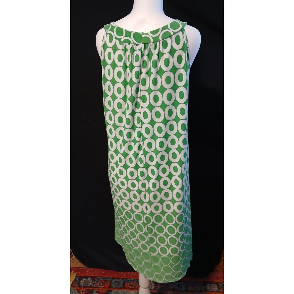 AA Studio AA Green/White Geometric Circle Print Sleeveless Dress 10 - Picture 3 of 6